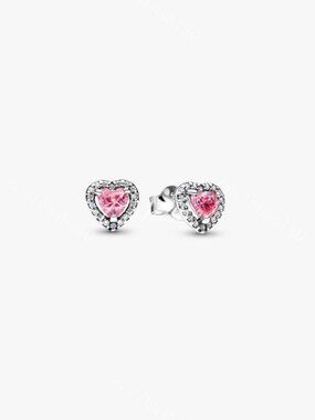 Pandora Elevated Pink Heart Stud Earrings
